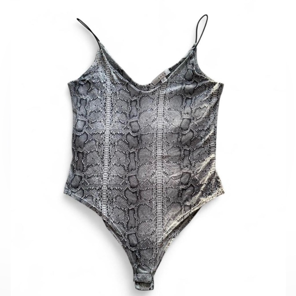 Grey & black snake print bodysuit